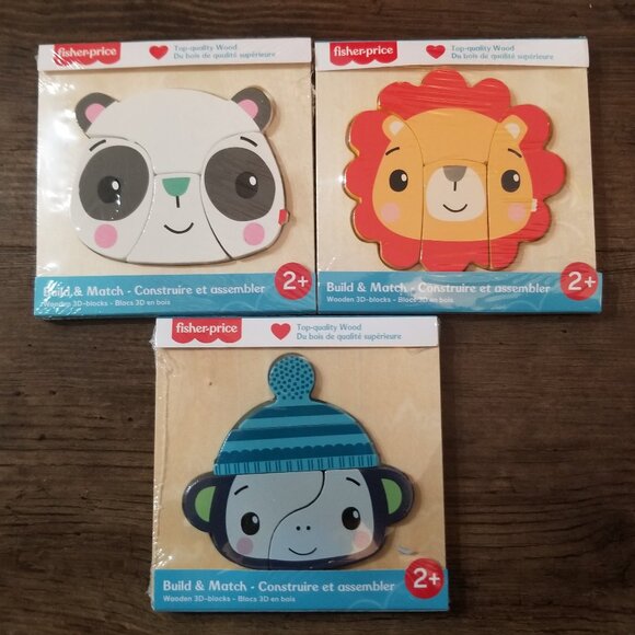 Fisher-Price Wooden Puzzles Bundle of 3 - Picture 1 of 6